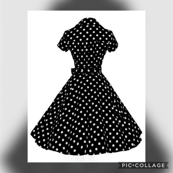 Polka Dot Belt Surplice Flare Dress NWOT - Picture 3 of 4